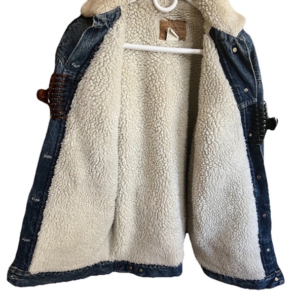 Vintage Levi’s 77935 Ranch Chore Coat Acid Wash Sherpa USA 80s M - Picture 3 of 16